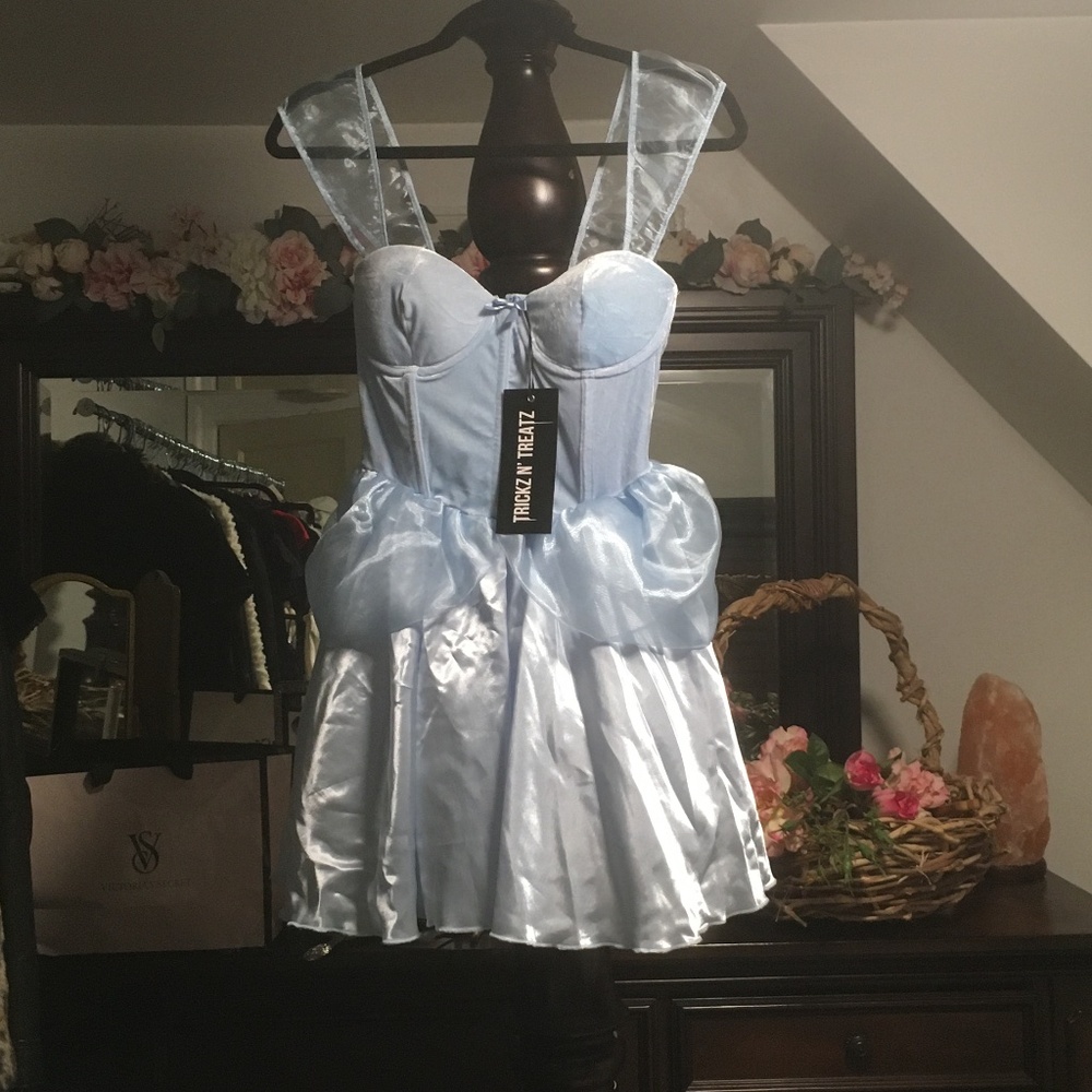 Dolls Kill Light Blue Satin Corset Mini Dress